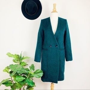 💋H&M green fuzzy coat size 2